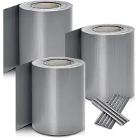 Juskys Bandes d'intimité en PVC - 3 pièces - 35 mètres - Gris - Clips de fixation inclus