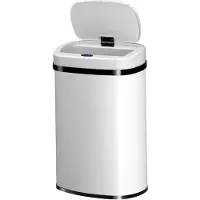 Juskys Poubelle automatique / Poubelle à déchets / Poubelle à détecteur - 50 litres - Blanc - Rectangle