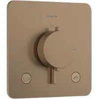 Hansgrohe robinet thermostatique encastré Ecostat Comfort Q, pour 2 points de puisage, avec combinaison de sécurité intégrée conforme à la norme EN1717, finition bronze brossé