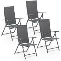 Juskys Chaise de jardin / chaise de camping Calena - Lot de 4 - Pliable - Réglable - Anthracite