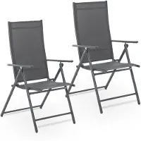 Juskys Chaise de jardin / chaise de camping Calena - Lot de 2 - Pliable - Réglable - Anthracite