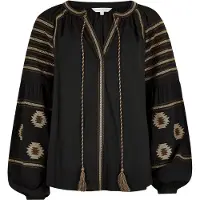 Apricot Chemisier 'Aztec Embroidered' beige / noir