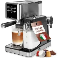 ProfiCook Machine à café expresso 20 Bar avec fonction mousseur à lait Inox PC-ES/KA1266-inox