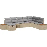 vidaXL Ensemble de canapé de jardin avec coussins avec mémoire Beige Poly-Rattan