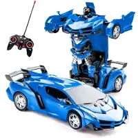 Shop-Story - Voiture Télécommandée 2 En 1 Transformable En Robot - Couleur Bleu-