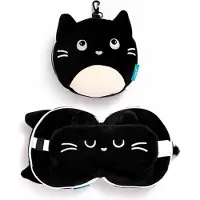 Relaxeazzz Relaxeazz Feline Fine chat coussin de voyage rond &amp masque pour les yeux