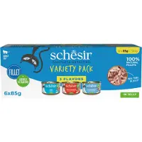 Schesir 6x85 g Paquet mixte Complete Nutrition Filet en gelée pour chat