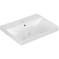 Villeroy & Boch Lavabos muraux, 600 x 470 mm, Rectangulaire, pour robinetterie à 3 trou s, trou de robinetterie central percé, avec trop-plein, En porcelaine sanitaire