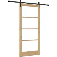 vidaXL Porte coulissante , 93 x 202 cm, en bois massif de pin et en verre, finition naturelle