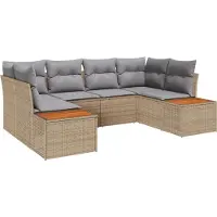 vidaXL Ensemble de canapés de jardin , 6 pièces, 6 places, beige et gris clair