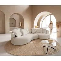 DELIFE Grand Canapé Edina 330x170 cm Bouclé Crème-Blanc