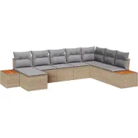 vidaXL Ensemble de canapés de jardin avec coussins, 9 pièces, beige et gris clair, en polyrotin
