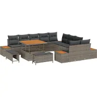 vidaXL Ensemble de canapés de jardin , 13 pièces, 12 places, gris, en résine tressée
