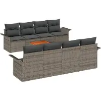 vidaXL Ensemble de canapé de jardin avec mémoire 9 pcs Gris Poly-Rotin
