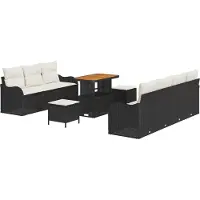 vidaXL Ensemble de salon de jardin, 10 pièces, 9 places, couleur noire