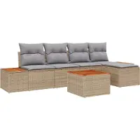 vidaXL Ensemble de canapé de jardin avec coussins 6 pcs Beige et gris clair Polyrattan