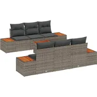 vidaXL Ensemble de salon de jardin , 7 pièces, gris, en résine tressée