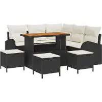 vidaXL Ensemble de salon de jardin , 9 pièces, 8 places, noir et crème