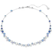 Swarovski Collier Constella, Tailles Variées, Bleu, Métal Rhodié