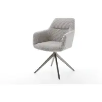 DELIFE Chaise-pivotante Pejo-Flex côtelé gris argenté pied croisé large grafiete pivotement sur 360° fonction bascule ressorts ensachés