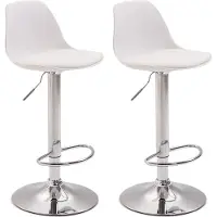 CLP Ensemble de 2 tabourets de bar Kiel, en plastique, réglables en hauteur et pivotants à 360 degrés. Couleur : blanc. Structure : chromée