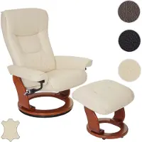 Robas Lund MCA fauteuil relax Hamilton cuir charge 130kg crème doré