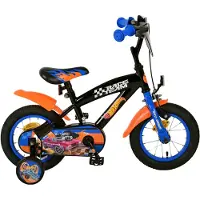 Volare Hot Wheels Vélo Enfant - Garçon - 12 pouces - Noir Orange Bleu