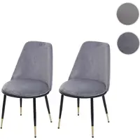 Mendler 2x chaise de salle à manger HWC-H28, chaise de cuisine, métal gris, pieds noirs, velours