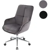 Mendler Chaise de bureau HWC-J64, chaise pivotante avec accoudoirs réglable en hauteur velours gris foncé