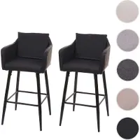 Mendler 2x Tabouret de bar HWC-H93, tabouret de comptoir, repose-pieds métal similicuir noir