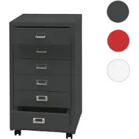 Mendler Caisson à roulettes HWC-L49, armoire à tiroirs acier armoire à dossiers, métal 75x40x41cm 6 tiroirs gris foncé