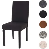 Mendler Chaise de salle à manger Littau, chaise de cuisine, tissu/textile noir, pieds foncés