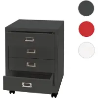 Mendler Caisson à roulettes HWC-L49, armoire à tiroirs acier armoire à dossiers, métal 55x40x41cm 4 tiroirs gris foncé