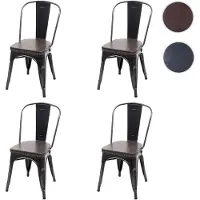 Mendler 4x chaise de salle à manger HWC-H10e,métal,similicuir Chesterfield,gastronomie,design industriel noir-marron