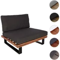 Mendler Fauteuil Lounge Hwc-H54, Fauteuil De Jardin, Spun Poly Acacia Bois Mvg-Certifié Aluminium Brun, Rembourrage Gris Foncé