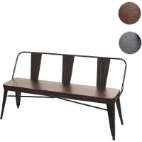 Mendler Banc à 3 places, HWC-H10,salle à manger, design chesterfield,industriel,gastronomie,similicuir noir-marron