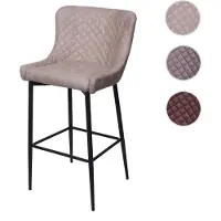Mendler Tabouret de bar HWC-H79, pour comptoir, métal, vintage, avec repose-pied tissu / textile gris