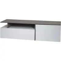 Mendler Rack TV HWC-L34, Lowboard Table TV Sideboard Armoire TV Commode, bois 45x161x40cm Compartiment de rangement, aspect béton blanc