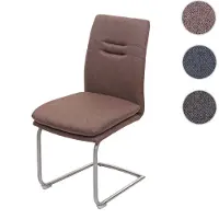 Mendler Chaise de salle à manger HWC-H70, chaise de cuisine, balancant, tissu, acier inoxydable brossé brun