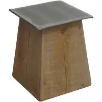 Mendler Table d'appoint HWC-L76b, Table de fleur, bois massif industriel MVG 45x36x36cm, naturel avec aspect métal