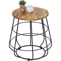 Mendler Table d'appoint MENDLER HWC-A80, table de nuit, design industriel, bois véritable, Ø35cm