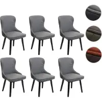 Mendler Lot de 6 chaises de salle à manger HWC-M60, chaise rembourrée, chaise de cuisine, tissu/textile bois massif gris foncé-gris clair