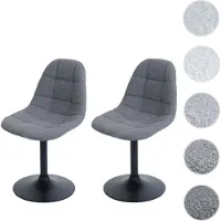 Mendler Lot de 2 chaises de salle à manger HWC-A60, chaise de cuisine chaise pivotante, acier MVG tissu/textile bouclé (450g/m²) gris foncé