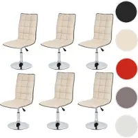 Mendler Lot de 6 chaises de séjour ou de salle à manger MENDLER HWC-C41 similicuir crème