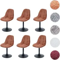 Mendler Lot de 6 chaises de salle à manger HWC-A60, chaise de cuisine chaise pivotante, acier MVG tissu/textile chenille (465g/m²) terracotta