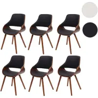 Mendler Lot de 6 chaises de salle à manger HWC-D23, chaise de cuisine, design rétro similicuir noir