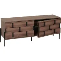 Mendler Rack TV HWC-M44, Table TV Lowboard Armoire TV Commode, compartiments de rangement, design 3D tressé Push-to-open portes 120cm, brun