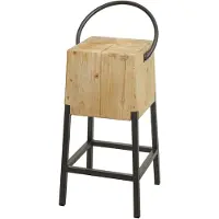 Mendler Tabouret de bar HWC-L76, chaise de bar tabouret de comptoir, métal industriel bois massif MVG, naturel