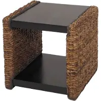 Generique Table d'appoint chevet tabouret bout de canap? Lucca rotin kubu lianes de bananier