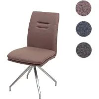Mendler Chaise de salle à manger HWC-H70, chaise de cuisine, tissu, acier inoxydable brossé brun